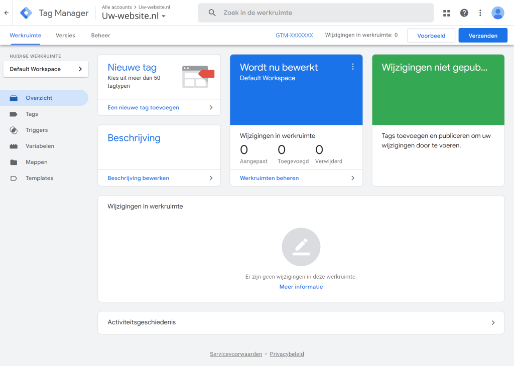Google Tag Manager (GTM) installatie - 1. Bekend raken met de interface (SP)