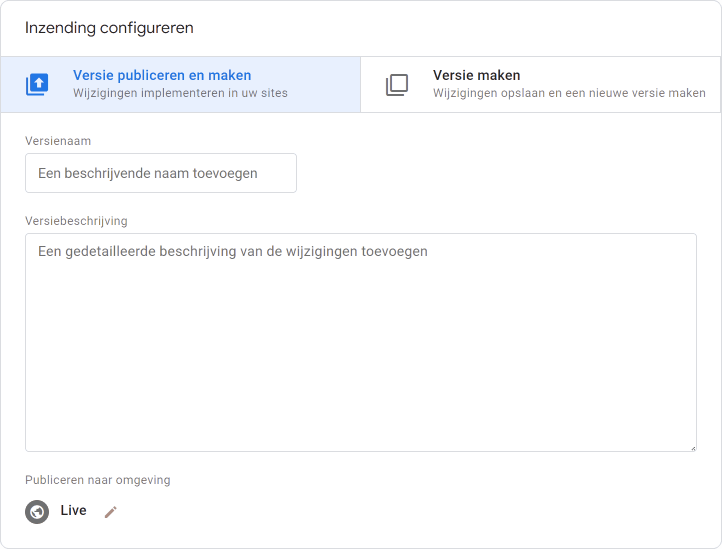 Google Tag Manager (GTM) installatie -Wijzigingen verzenden (SP)