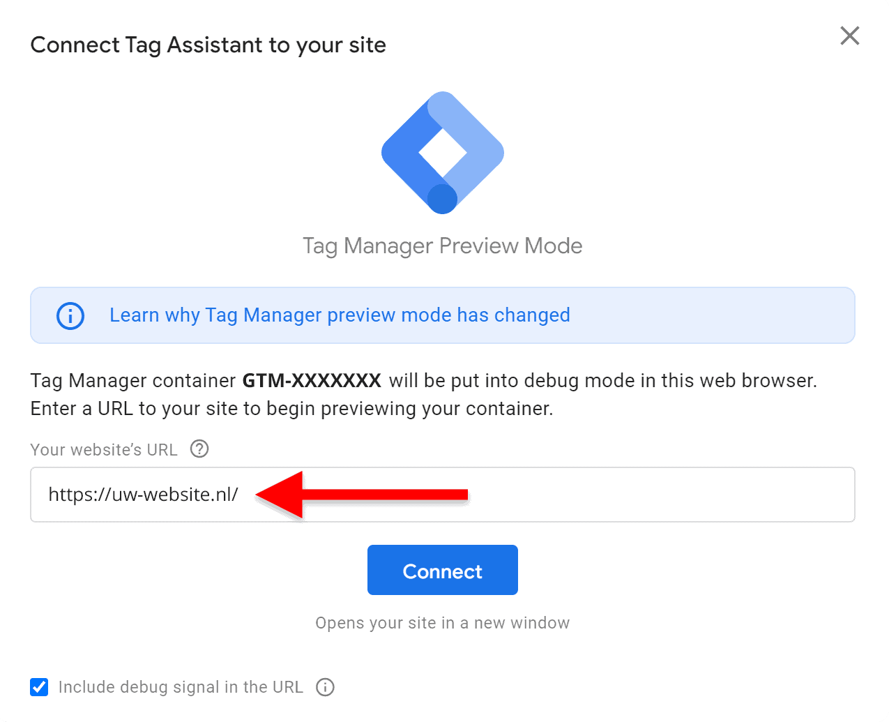 Google Tag Manager (GTM) installatie - 6.3.5 URL invullen (SP)