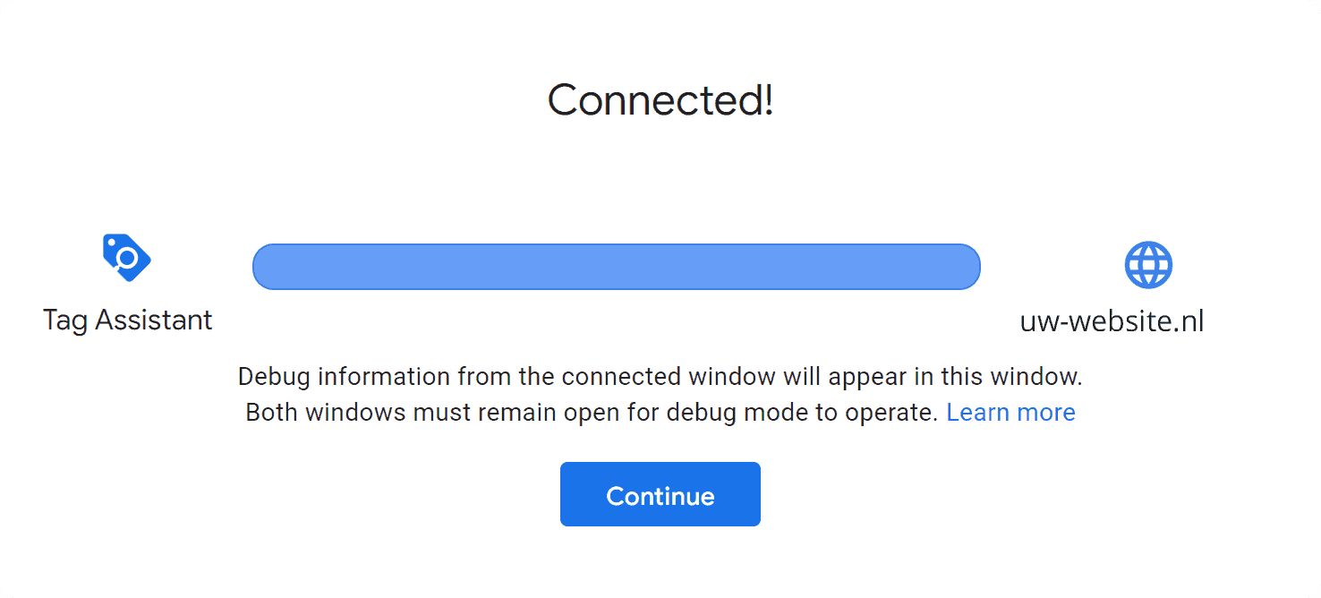Google Tag Manager (GTM) installatie - 6.3.6 Succesvol verbonden (SP)