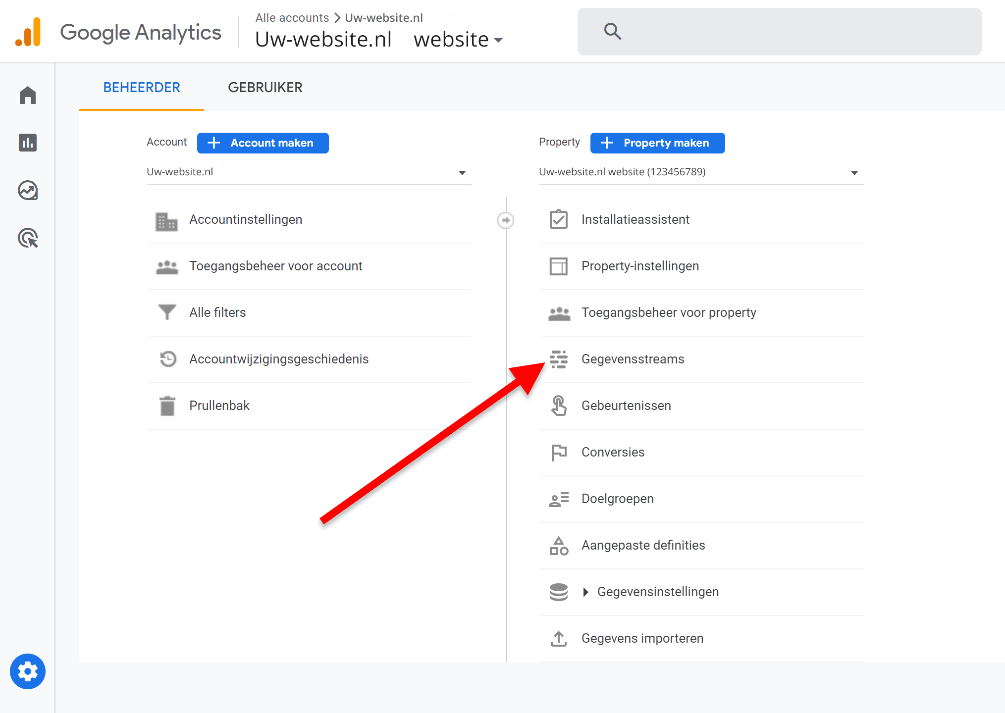 Google Tag Manager (GTM) installatie - 9.2 GA4 stream maken - Beheerder (SP)