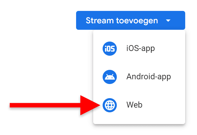 Google Tag Manager (GTM) installatie - 9.4 GA4 stream maken - Gegevensstreams - kiezen (SP)
