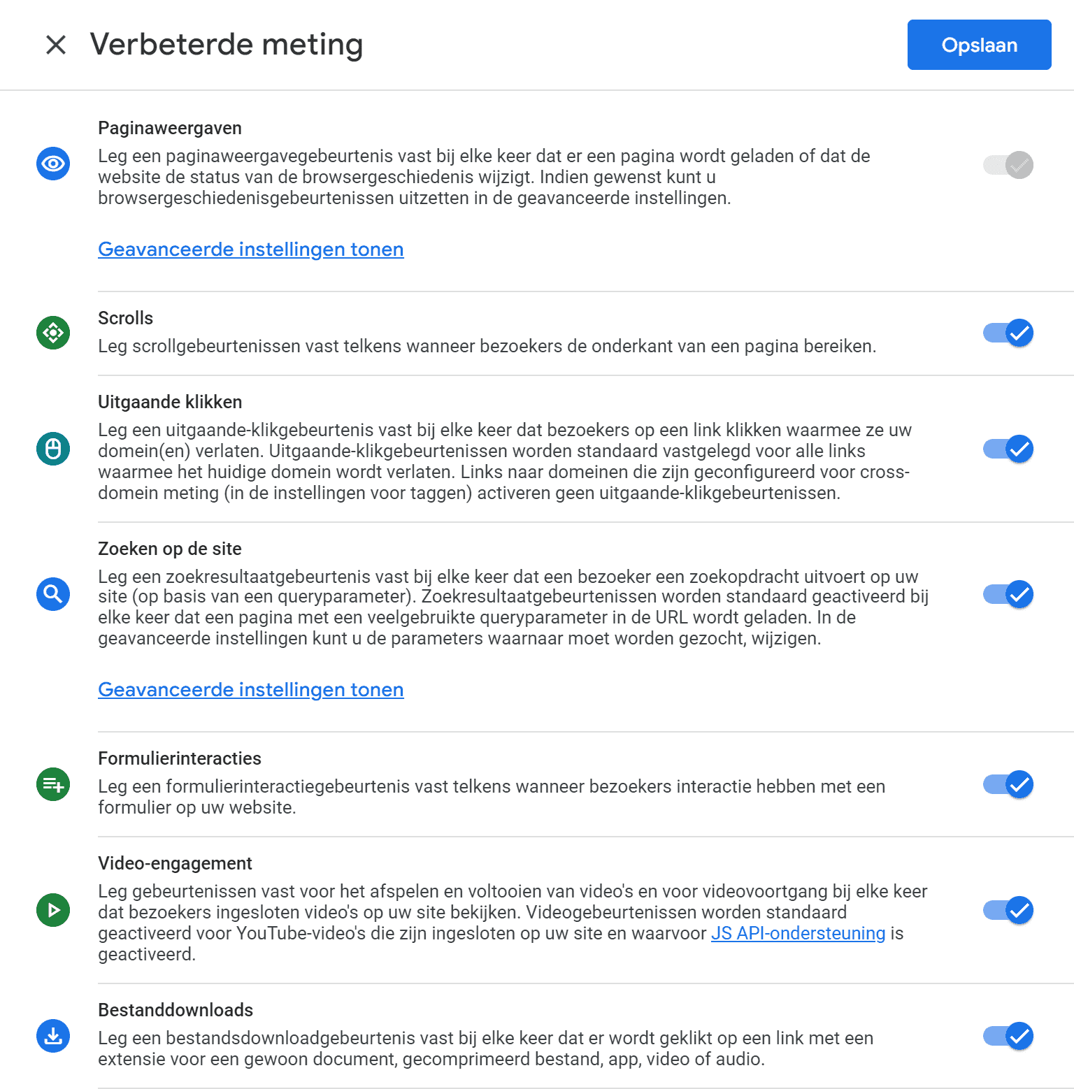 Google Tag Manager (GTM) installatie - 9.5.3 GA4 stream maken - Gegevensstream instellen - Instellingen (SP)