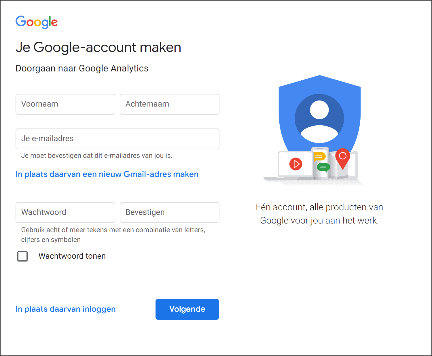 Google Analytics 4 (GA4) - 2.1 - Nieuw GA4 account maken (png SP)