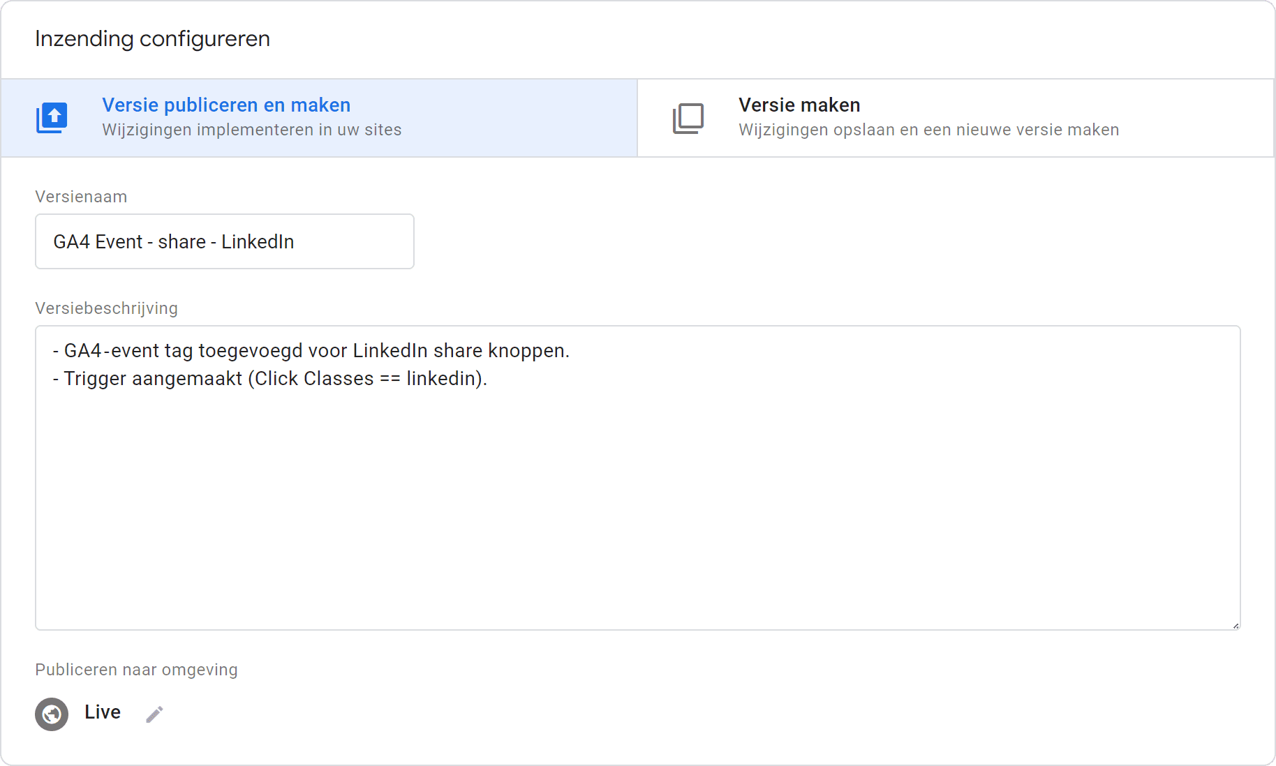 GA4 voor beginners - Events (deel 2) - 3.14 GA4 voor beginners - Events (deel 2) - Tag publiceren - Verzenden details (SP)