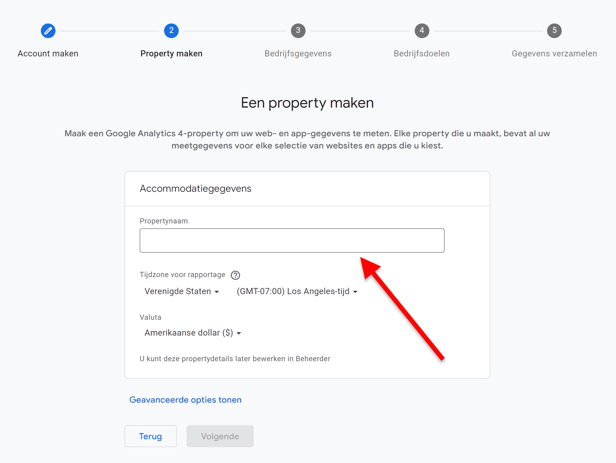 Google Analytics 4 (GA4) - 5.1 - Property configuratie (png SP)