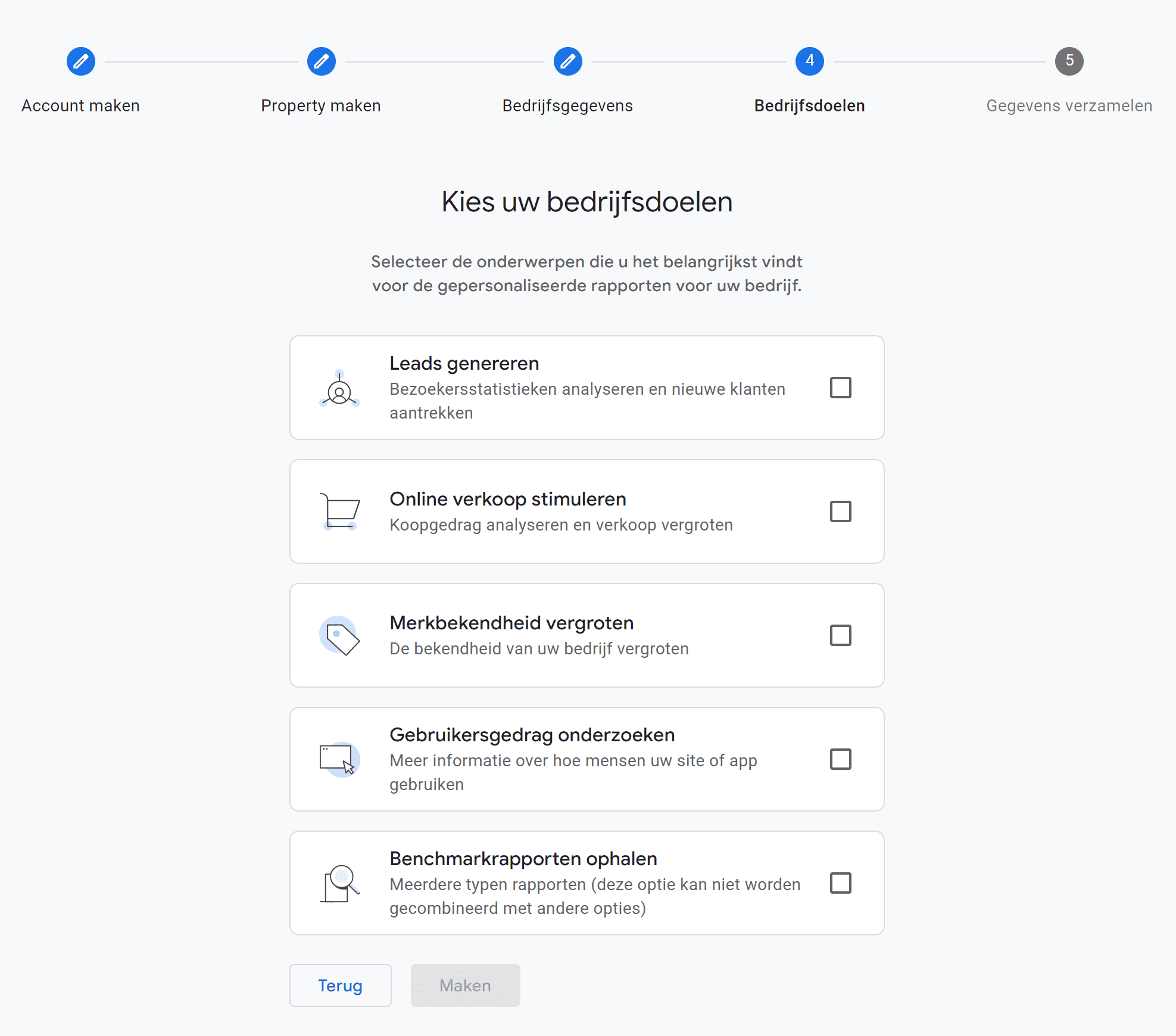 Google Analytics 4 (GA4) - 7.1 Bedrijfsdoelen kiezen (png SP)