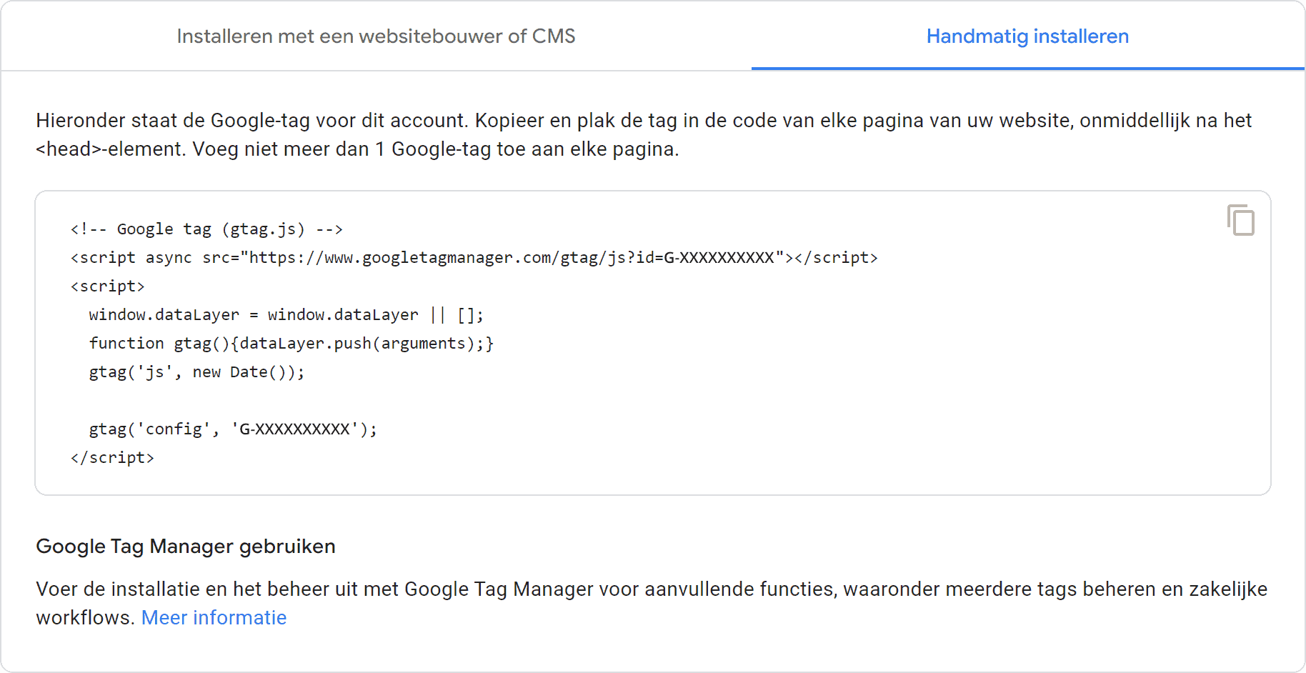 Google Tag Manager (GTM) installatie - 9.6 GA4 stream maken - Tag installeren melding