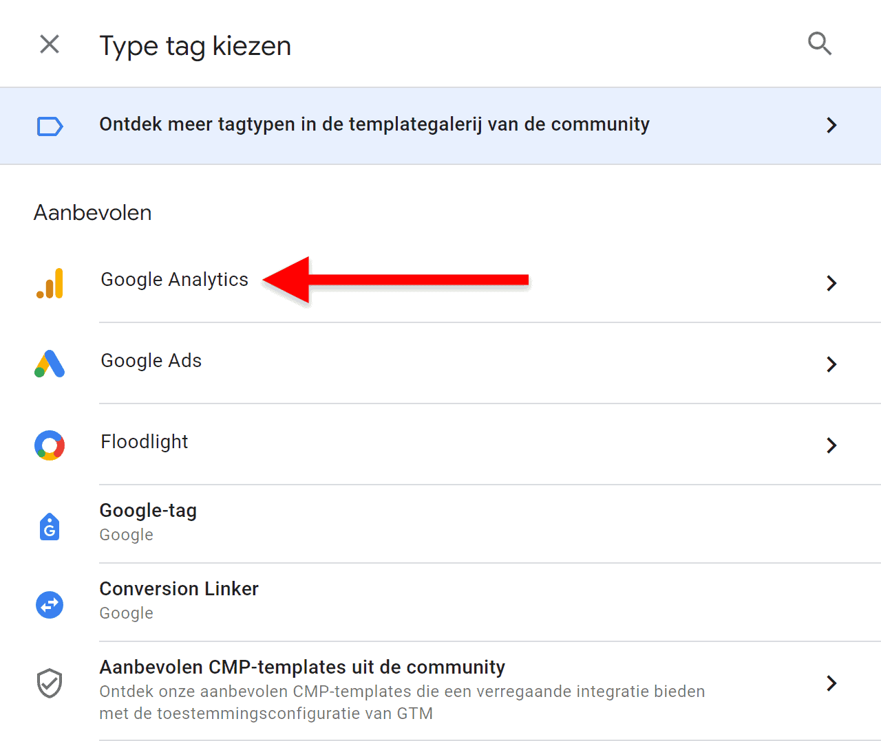 Google Tag Manager (GTM) installatie - 3.8.3.1 GA4 voor beginners - Events (deel 2) - Tag maken - Tag kiezen (SP)