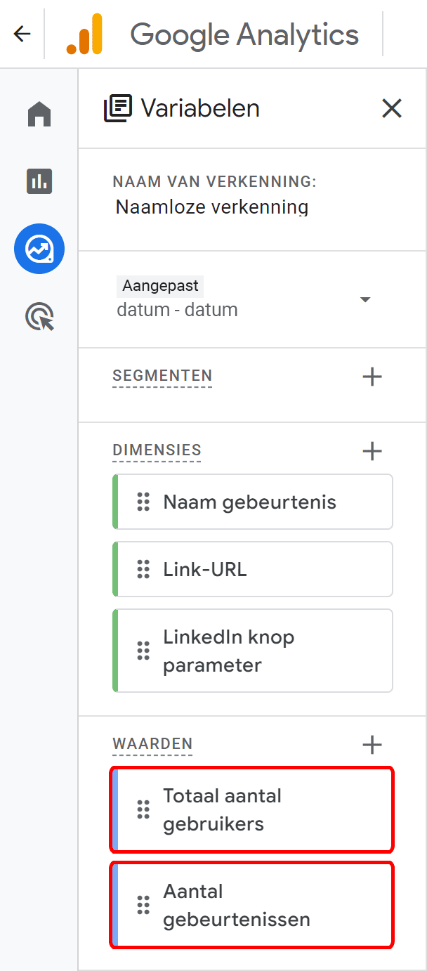 GA4 voor beginners - Events (deel 2) - 4.09.1 Waarden zijn toegevoegd SP
